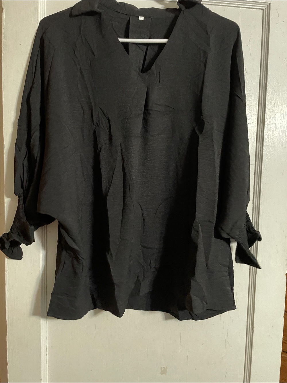 Amazon Black Women's V-Neck Roll-Sleeve Tunic Top